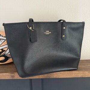 Coach Black Leather Tote Bag